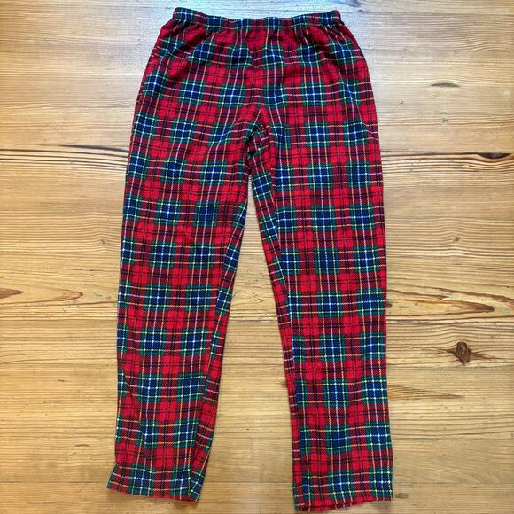 Ralph Lauren red blue plaid plaid fleece long sleeve pant sleep set SIZE S - Picture 5 of 6